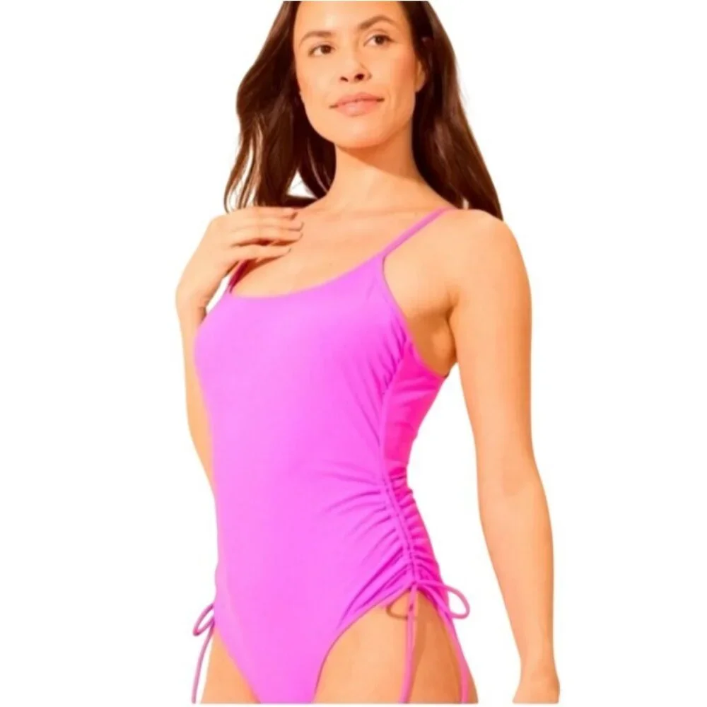 Shade & Shore Pink One-Piece Swimsuit With Adjustable Straps & Side Ties Medium - Picture 8 of 8